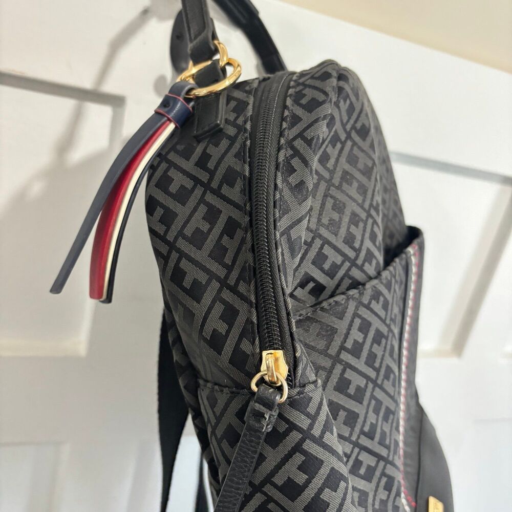 Tommy Hilfiger Signature Canvas Faux Leather Backpack - Picture 3 of 5